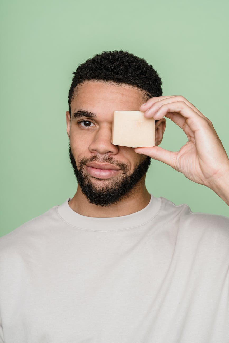 man portrait soap holding