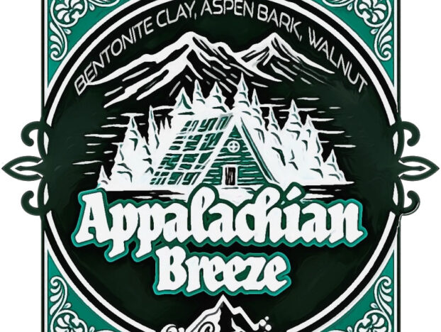 Oh Captain Appalachan Breeze Soap Packaging Graphic with trees and mountains